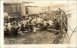 U.S.S. Texas - Sailors Enjoying a Hearty Meal Topside Navy Postcard Postcard