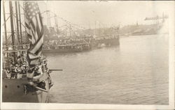 U.S. Battleship leaving Harbour Great White Fleet Postcard Postcard