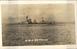 HMS Repulse on the Water Military Postcard Postcard