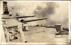 U.S.S. Texas - Firing Guns Navy Postcard Postcard