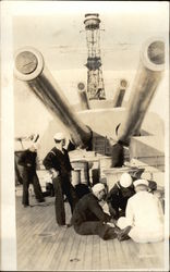 Cannons and Crewman on USS Texas Navy Postcard Postcard