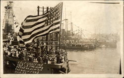 Celebrating the Launching of the "Arizona" in the Navy Yard Postcard