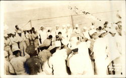 Sailors Aboard Ship Watching Boxing Match on Deck Postcard