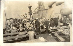 U.S. Sailors on Ship Deck after Meal Navy Postcard Postcard