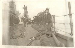 Soldiers at Review Onboard Ship Navy Postcard Postcard