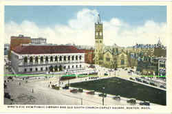 Bird's Eye View Public Library And Old South Church Copley Square Postcard