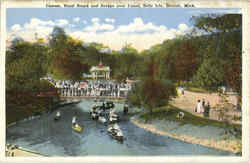 Canoes Band Stand And Bridge Over Canal, Belle Isle Detroit, MI Postcard Postcard