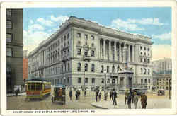 Court House And Battle Monument Baltimore, MD Postcard Postcard