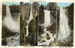 Nevada Falls Yosemite Falls Vernal Bridal Veil Falls Yosemite National Park Postcard Postcard