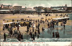 The Beach & Boardwalk from Steel Pier Atlantic City, NJ Postcard Postcard