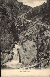 View of River and Road Ute Pass, CO Postcard Postcard