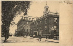 State Street View of Crocker House and Post Office New London, CT Postcard Postcard