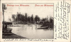 Greetings from Milwaukee - Mitchell Park Boat Scene Postcard