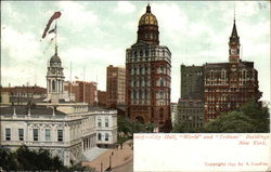 City Hall, World and Tribune Buildings Postcard