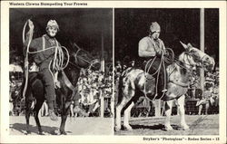 Western Clowns Stampeding Your Frowns Postcard