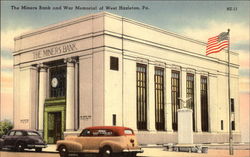 The Miners Bank and War Memorial Postcard