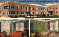 SS Snort Hotel Apartments - 12th & Boulevard - Typical Rooms Postcard