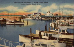 Scene at Inlet Showing US Coast Guard Station Point Pleasant Beach, NJ Postcard Postcard