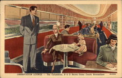 Observation Lounge - The Columbian, B & O Strata-Dome Coach Streamliner Postcard