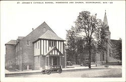 St. Jerome's Catholic School, Parsonage and Church Oconomowoc, WI Postcard Postcard