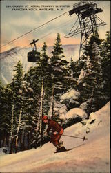 Cannon Mountain Aerial Tramway in Winter Franconia Notch, NH Postcard Postcard