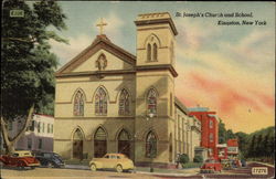 Street View of St. Joseph's Church & School Postcard