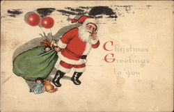 Christmas Greetings to You with Santa & Toys Santa Claus Postcard Postcard