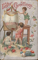 Easter Greetings With Children Postcard Postcard