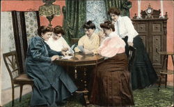 5 Women Around Table Postcard