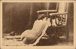 Partial Nude on Chair and Fur Postcard