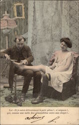 Risque French Shoemaker with Woman Postcard