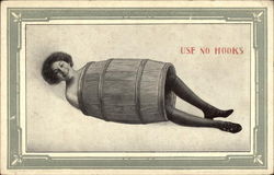 Woman in Barrel Postcard