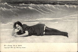 Woman on Beach Risque & Nude Postcard Postcard