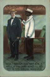 Will I Brush You Off Sir? Well, if you Don't Mind I'll Get Off in the Usual Manner Postcard