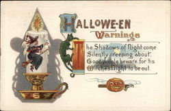 Halloween Warnings, The Shadows of Night Come Silently Creeping About Postcard