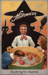 Halloween, Bobbing for Apples Postcard Postcard