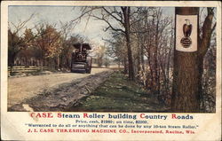 Case Steam Roller building Country Roads Postcard