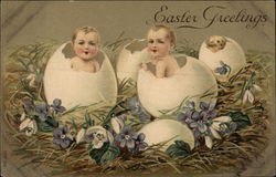 Easter Greetings With Children Postcard Postcard