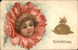 Flower with Child Face in Center Postcard