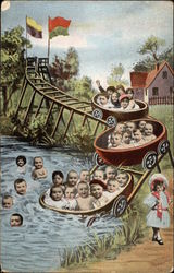 Babies on Roller Coaster Postcard