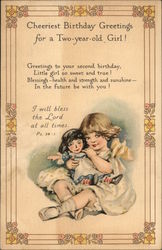 Cheeriest Birthday Greetings for a Two-Year-Old Girl! Postcard Postcard