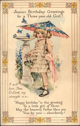 Three-year-old Girl Under Fancy Umbrella Postcard