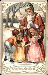 Christmas Greetings Santa Claus Postcard Postcard