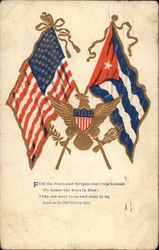 For the Stars and Stripes and Cuba's Cause We Honor the Boys in Blue Flags Postcard Postcard