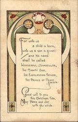 For Unto us a Child is Born, Unto us a Son is Given; Christmas Postcard Postcard