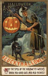 A Halloween Spell, A Lucky Halloween Postcard Postcard