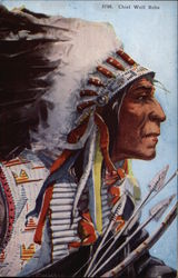 Chief Wolf Robe Native Americana Postcard Postcard