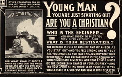 Young Man You are Just Starting out Are you a Christian? Who is the Engineer? Postcard