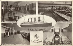 R.M.S. Aquitania - Cunard Line Postcard