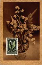 Container filled with Lily of the Valley and Coordinating Postage Stamp Postcard